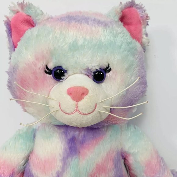 BAB Build A Bear Plush Pastel Swirl Tie-dye Kitty Cat Stuffed Meow Rainbow 16" - Picture 3 of 11